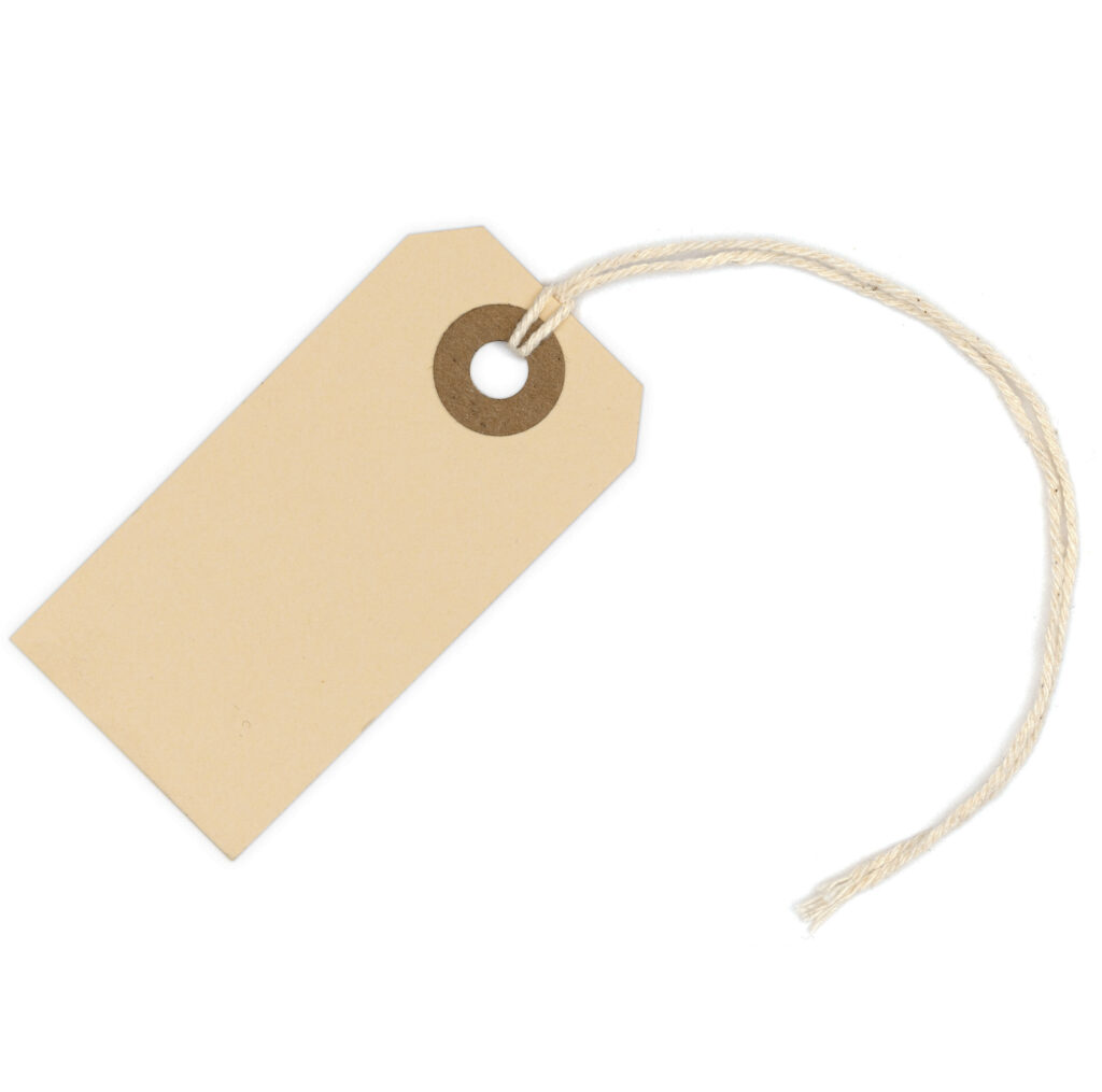 Manila Paper Tags #1 with String Attached, 2 3/4” x 1 3/8” (Box of 250)  Small Blank Paper Shipping Labels with Strings and Reinforced Eyelet -  EZDOM Tags